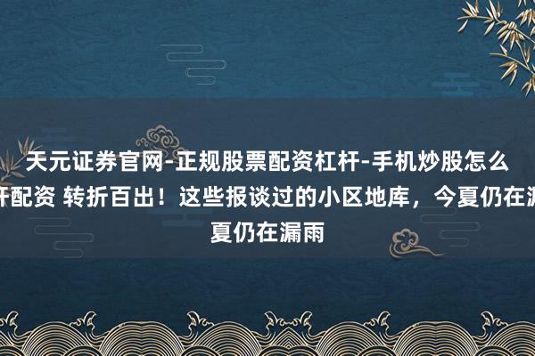 天元证券官网-正规股票配资杠杆-手机炒股怎么杠杆配资 转折百出！这些报谈过的小区地库，今夏仍在漏雨