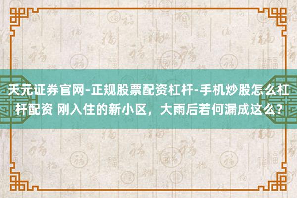 天元证券官网-正规股票配资杠杆-手机炒股怎么杠杆配资 刚入住的新小区，大雨后若何漏成这么？