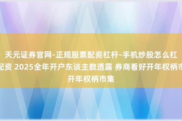 天元证券官网-正规股票配资杠杆-手机炒股怎么杠杆配资 2025全年开户东谈主数透露 券商看好开年权柄市集
