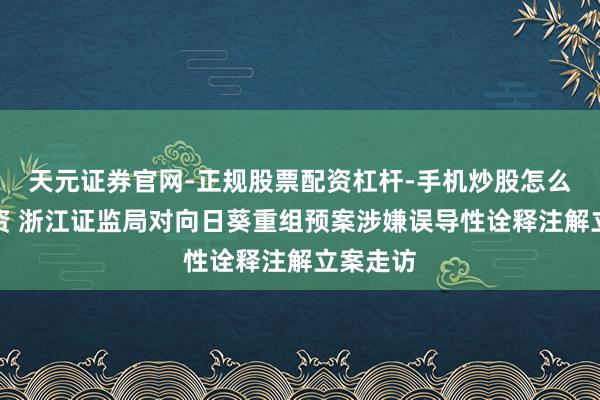 天元证券官网-正规股票配资杠杆-手机炒股怎么杠杆配资 浙江证监局对向日葵重组预案涉嫌误导性诠释注解立案走访