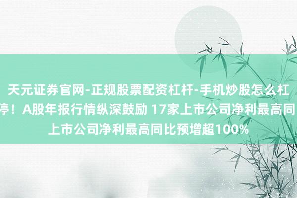 天元证券官网-正规股票配资杠杆-手机炒股怎么杠杆配资 应声涨停！A股年报行情纵深鼓励 17家上市公司净利最高同比预增超100%