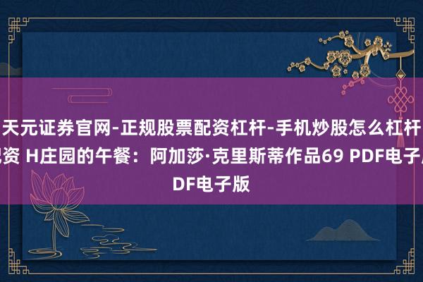天元证券官网-正规股票配资杠杆-手机炒股怎么杠杆配资 H庄园的午餐：阿加莎·克里斯蒂作品69 PDF电子版
